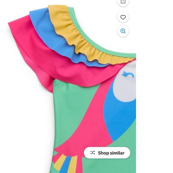 Wonder Nation Toddler Girl Ruffle One Shoulder Swimsuit 1-Pc Size 2T NEW Toucan - Picture 3 of 3